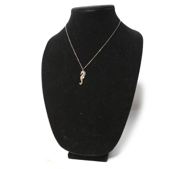 Seahorse Brass Tone Pendant Necklace Marine Nautical Retro Jewel Gold Metal - Picture 3 of 8